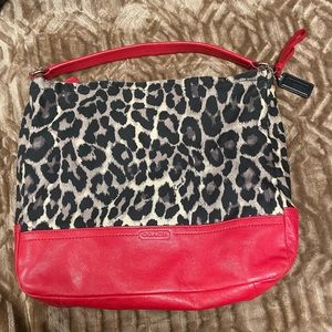 Coach Ocelot and Red Purse gently used!